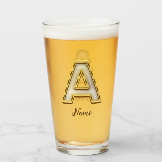 Gepersonaliseerde Initiaal A Monogram Gold Typogra Glas (Voorkant gevuld)
