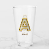 Gepersonaliseerde Initiaal A Monogram Gold Typogra Glas (Voorkant)