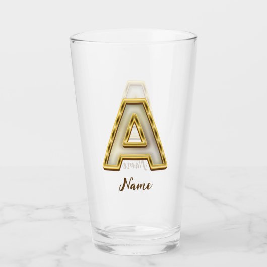 Gepersonaliseerde Initiaal A Monogram Gold Typogra Glas (Voorkant)