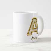 Gepersonaliseerde Initiaal A Monogram Gold Typogra Grote Koffiekop (Voorkant rechts)