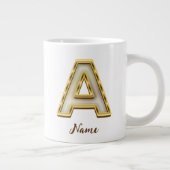 Gepersonaliseerde Initiaal A Monogram Gold Typogra Grote Koffiekop (Rechts)