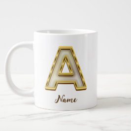 Gepersonaliseerde Initiaal A Monogram Gold Typogra Grote Koffiekop