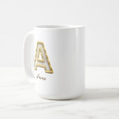 Gepersonaliseerde Initiaal A Monogram Gold Typogra Koffiemok (Voorkant links)