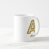 Gepersonaliseerde Initiaal A Monogram Gold Typogra Koffiemok (Voorkant rechts)