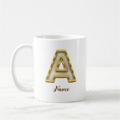 Gepersonaliseerde Initiaal A Monogram Gold Typogra Koffiemok (Links)