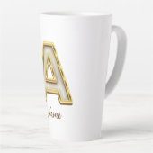 Gepersonaliseerde Initiaal A Monogram Gold Typogra Latte Mok (Rechterhoek)
