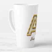 Gepersonaliseerde Initiaal A Monogram Gold Typogra Latte Mok (Linkerhoek)
