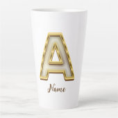 Gepersonaliseerde Initiaal A Monogram Gold Typogra Latte Mok (Voorkant)