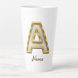 Gepersonaliseerde Initiaal A Monogram Gold Typogra Latte Mok