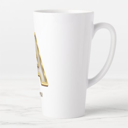 Gepersonaliseerde Initiaal A Monogram Gold Typogra Latte Mok (Rechts)