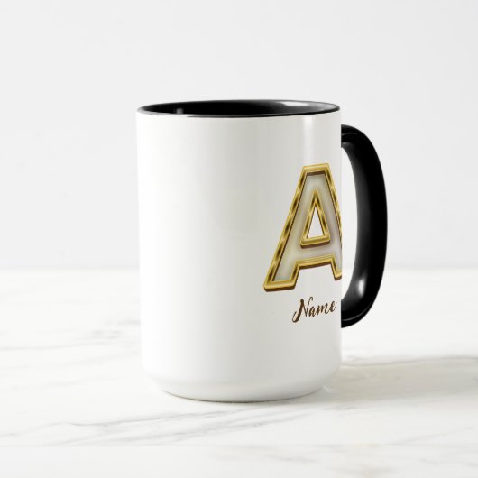 Gepersonaliseerde Initiaal A Monogram Gold Typogra Mok (Voorkant rechts)
