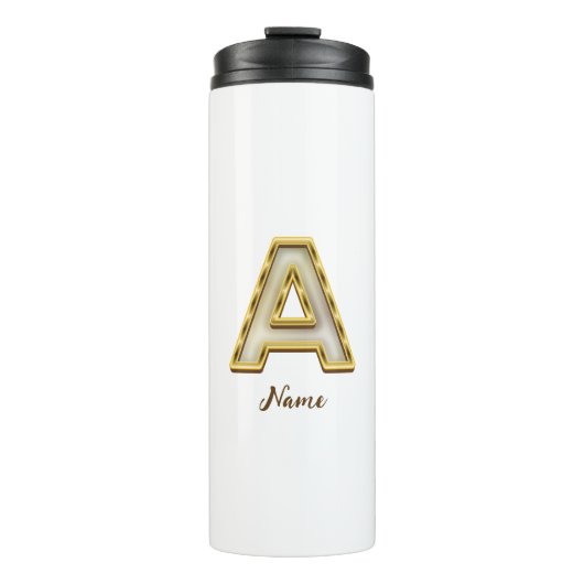 Gepersonaliseerde Initiaal A Monogram Gold Typogra Thermosbeker (Voorkant)
