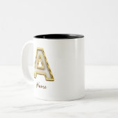 Gepersonaliseerde Initiaal A Monogram Gold Typogra Tweekleurige Koffiemok (Voorkant links)