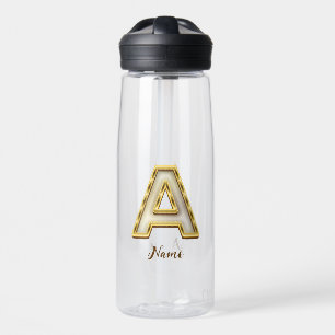 Gepersonaliseerde Initiaal A Monogram Gold Typogra Waterfles