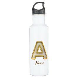 Gepersonaliseerde Initiaal A Monogram Gold Typogra Waterfles