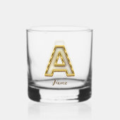 Gepersonaliseerde Initiaal A Monogram Gold Typogra Whisky Glas (Voorkant)