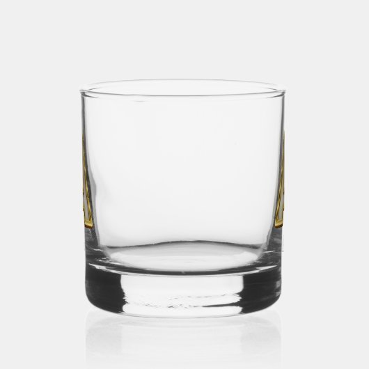 Gepersonaliseerde Initiaal A Monogram Gold Typogra Whisky Glas (Links)