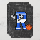 Gepersonaliseerde Initiaal basketbal letter R Kaart (Voorkant / Achterkant)