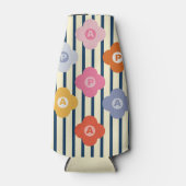 Gepersonaliseerde Initiaal Bloemen Strepen Multico Flesjeskoeler (Voorkant)