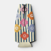 Gepersonaliseerde Initiaal Bloemen Strepen Multico Flesjeskoeler (Achterkant)