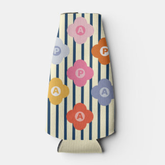 Gepersonaliseerde Initiaal Bloemen Strepen Multico Flesjeskoeler