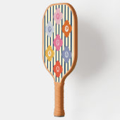 Gepersonaliseerde Initiaal Bloemen Strepen Multico Pickleball Paddle (Links)