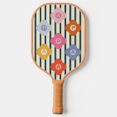 Gepersonaliseerde Initiaal Bloemen Strepen Multico Pickleball Paddle (Achterkant)