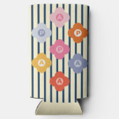 Gepersonaliseerde Initiaal Bloemen Strepen Multico Seltzer Blikjeskoeler (Achterkant)