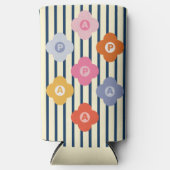 Gepersonaliseerde Initiaal Bloemen Strepen Multico Seltzer Blikjeskoeler (Voorkant)