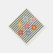 Gepersonaliseerde Initiaal Bloemen Strepen Multico Servet (Hoek)