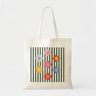 Gepersonaliseerde Initiaal Bloemen Strepen Multico Tote Bag