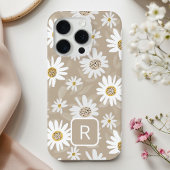 Gepersonaliseerde Initiaal Daisy Pattern Beige Case-Mate iPhone Case