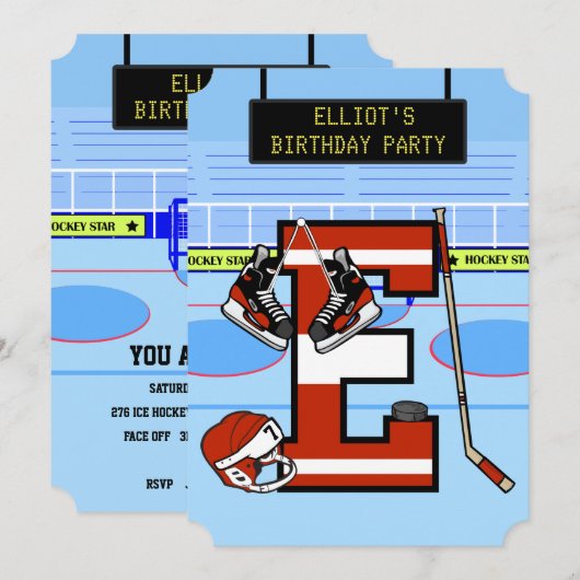 Gepersonaliseerde Initiaal letter E ijshockey Kaart (Voorkant / Achterkant)