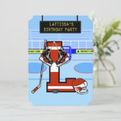 Gepersonaliseerde Initiaal letter L Ice Hockey Kaart (Staand voorkant)
