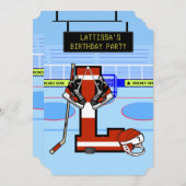 Gepersonaliseerde Initiaal letter L Ice Hockey Kaart (Voorkant / Achterkant)