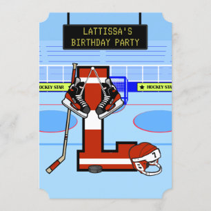 Gepersonaliseerde Initiaal letter L Ice Hockey Kaart