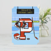 Gepersonaliseerde Initiaal letter P Ice Hockey Kaart (Staand voorkant)