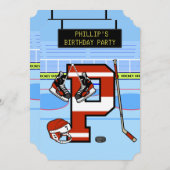 Gepersonaliseerde Initiaal letter P Ice Hockey Kaart (Voorkant / Achterkant)