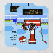 Gepersonaliseerde Initiaal letter T ijshockey Kaart (Voorkant / Achterkant)