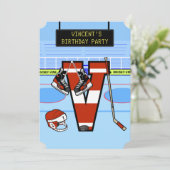 Gepersonaliseerde Initiaal letter V ijshockey Kaart (Staand voorkant)