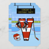 Gepersonaliseerde Initiaal letter V ijshockey Kaart (Voorkant / Achterkant)
