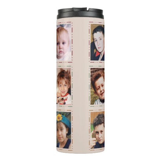 Gepersonaliseerde initiaal naam 6 foto's thermosbeker (Achterkant)