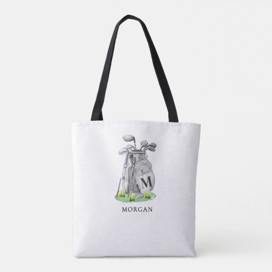 Gepersonaliseerde Initiaal naam Monogram Golf Tote Bag (Achterkant)