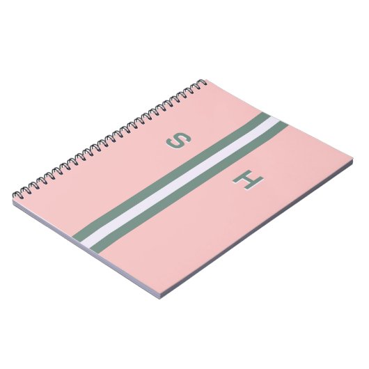 Gepersonaliseerde initiaal streep notitieboek (Linkerzijde)