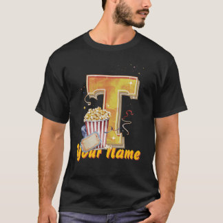 Gepersonaliseerde initiaal T popcorn tickets filmi T-shirt