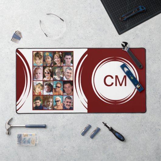 Gepersonaliseerde initialen 16 foto bordeaux bureaumat (Werkstation)