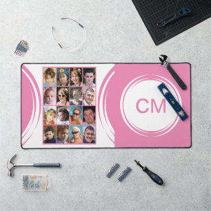 Gepersonaliseerde initialen 16 foto roze bureaumat