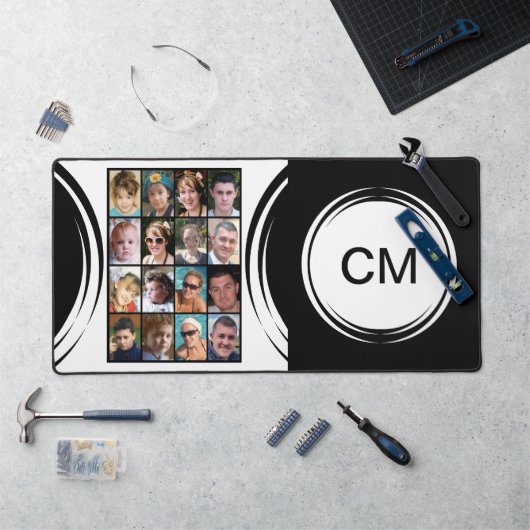 Gepersonaliseerde initialen 16 foto zwart bureaumat (Werkstation)