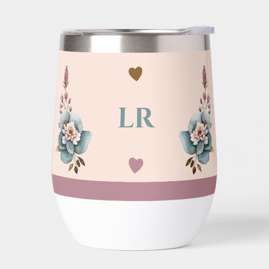 Gepersonaliseerde initialen bloemenharten groen (Links)