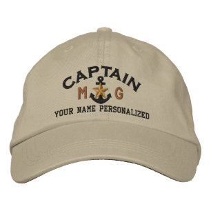 Gepersonaliseerde Initialen Captain Nautical Star  Geborduurde Pet